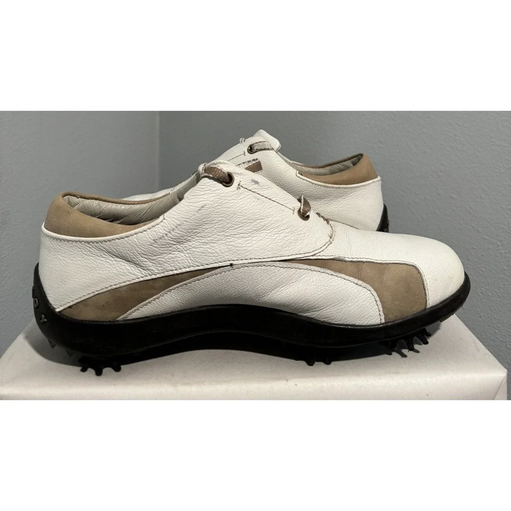 Women's Footjoy Golf Shoes Soft Spikes 97131 White Tan Size 7.5 M